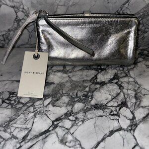 Lucky Brand Silver Genuine Leather Wallet NEW